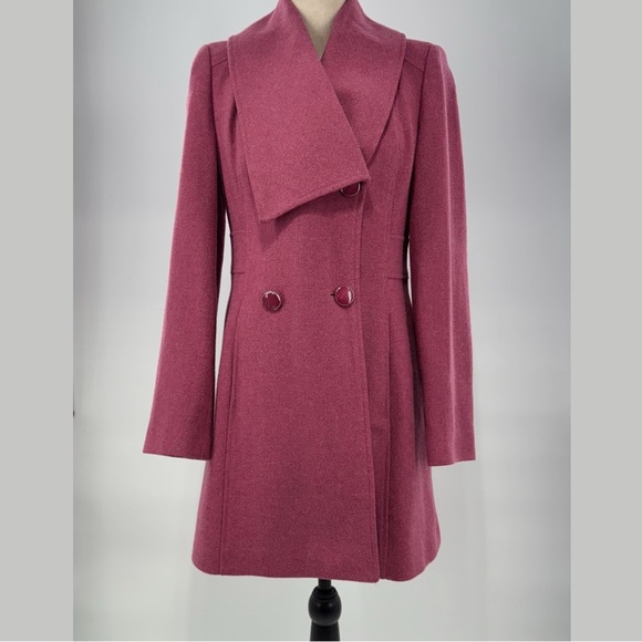 Edina Ronay London Wool Blend Double Breasted Coat Pink US 6 - Picture 2 of 16